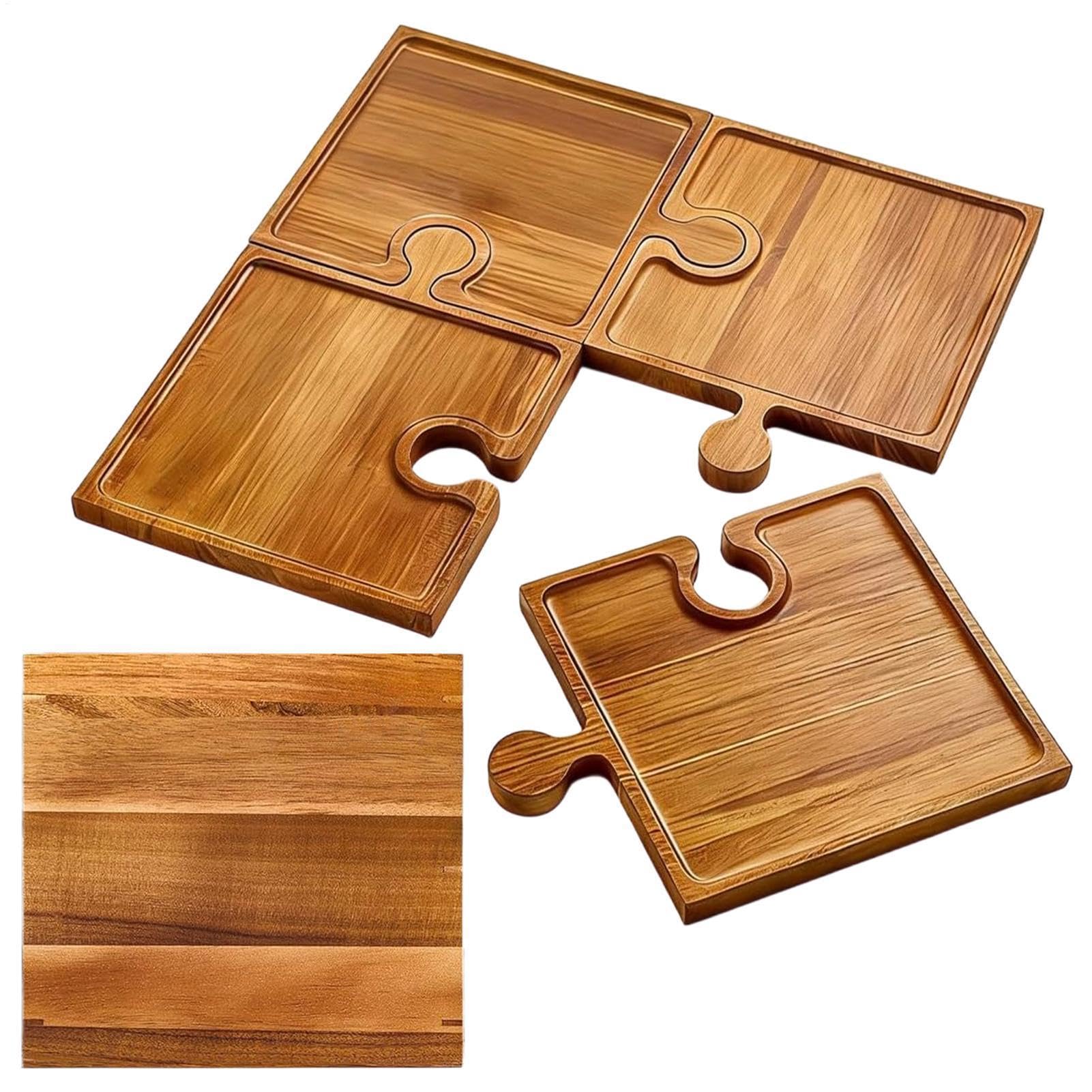 Juego de Tablas de Charcutería y Queso 4 Piezas Encajables Para Servir | Pequeñas Tablas De Entremeses Bandeja Para Servir Para Cocina Boda Vacaciones Aperitivo Comida Familia Anfitriona
