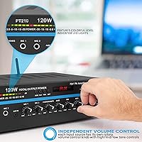 Vista 5 de Pyle Home Compacto Amplificador mono de megafonía - Sistema receptor de altavoz PA de sonido de audio de potencia doméstica profesional de 120