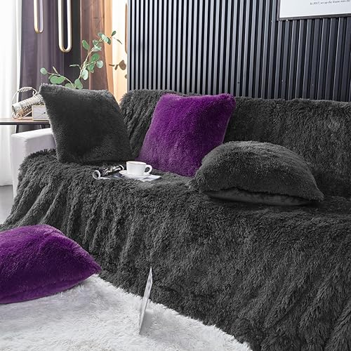 Miniatura 6 de YUSOKI Manta de piel sintética tamaño Queen (Morel, 90 x 90 pulgadas), almohadas anchas, manta de cama ligera de felpa suave y acogedora de