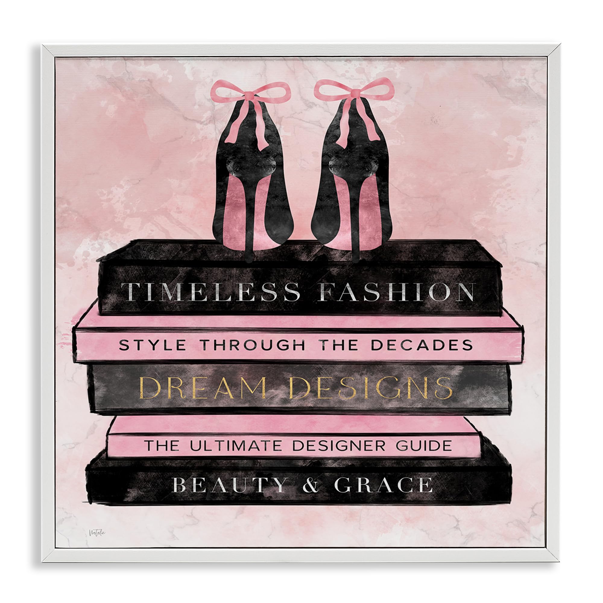 'Blush Fashion Book Stack'| Framed Giclee Art