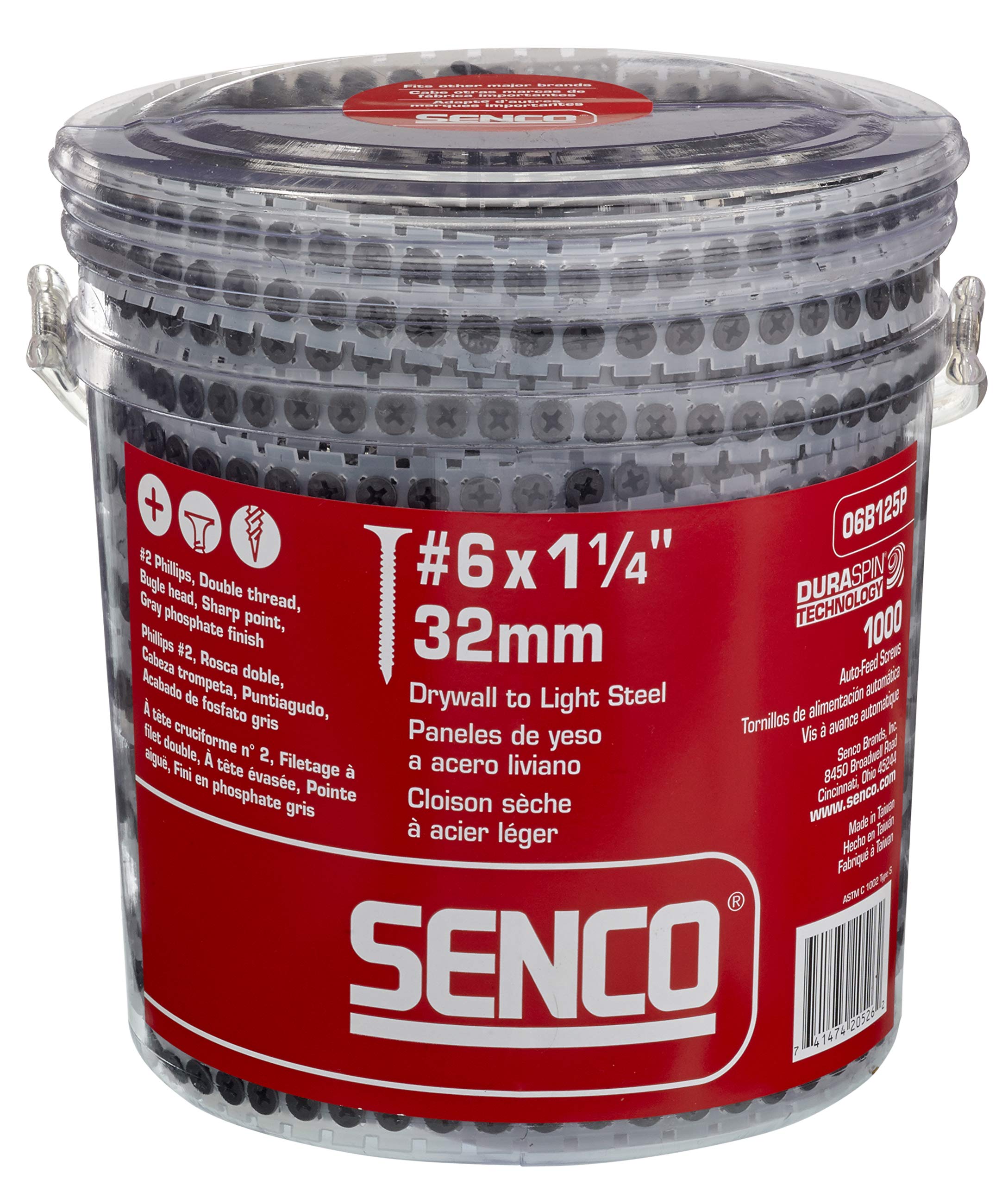Senco 06B125P DuraSpin Screw Number 6 by 1-1/4-Inch Drywall Screw-Light Steel (1,000 per Box)