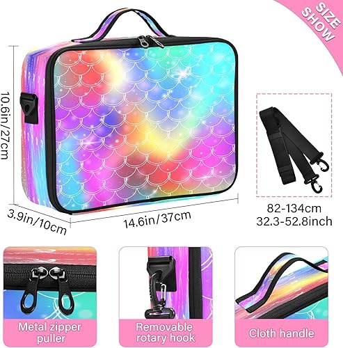 Miniatura 3 de Coloridas escamas arcoíris de sirena, bolsa de maquillaje, neceser de viaje, neceser de aseo para mujeres, bolsa de maquillaje portátil para