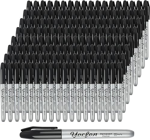 Marcadores permanentes a granel, juego de 144 marcadores permanentes negros, punta fina, marcadores impermeables, funciona en plástico, madera,