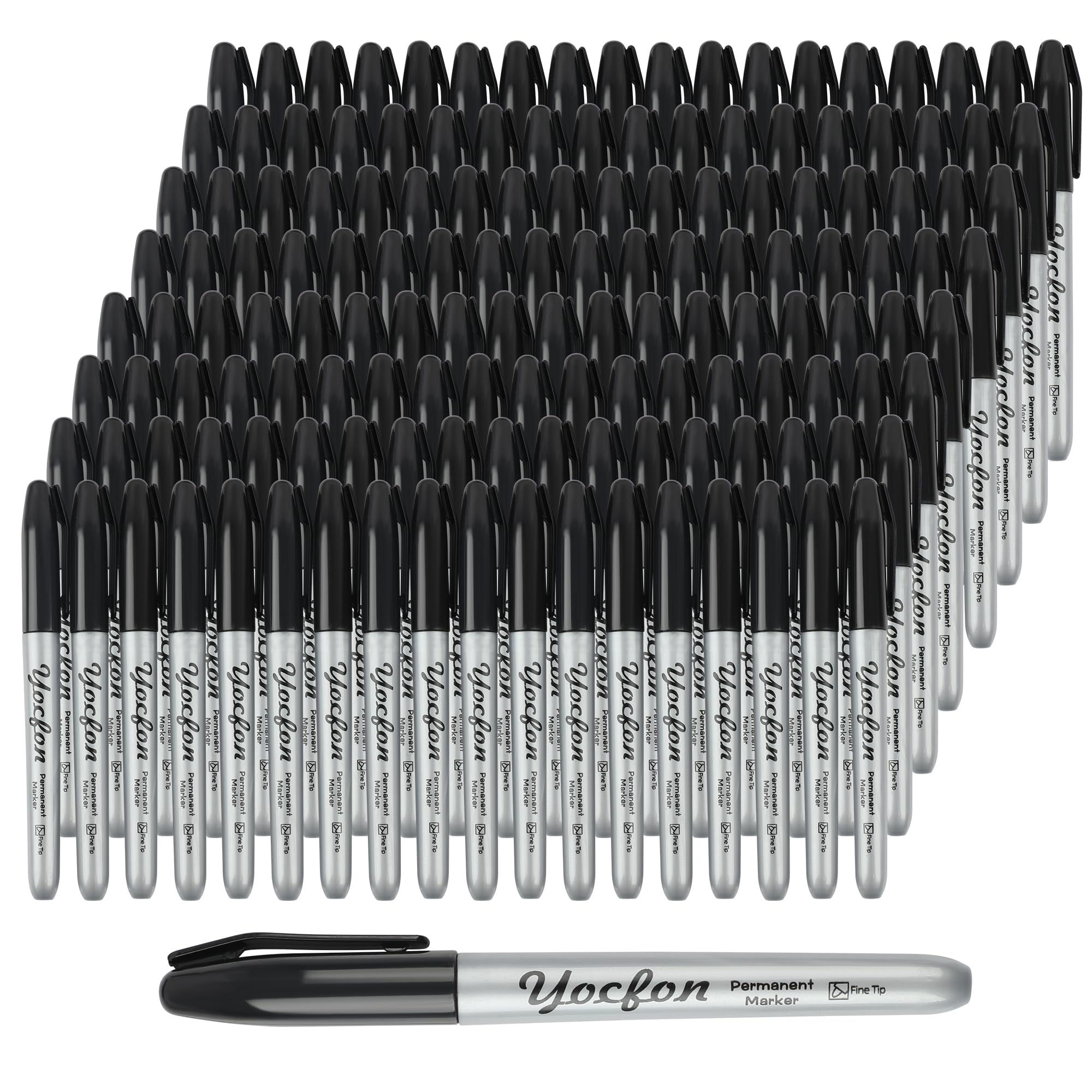 Permanent Markers Bulk 144 Count Black Permanent Markers Set Fine Tip Waterproof Markers Works On Plastic Wood Stone