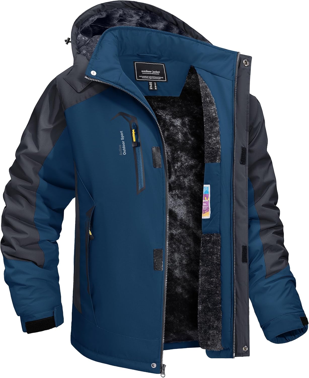 TACVASEN Winter Jacket Men's Water-Resistant Fleece Jacket Snow Ski Jacket Military Tactical Jacket Coat Parka Hood Raincoat