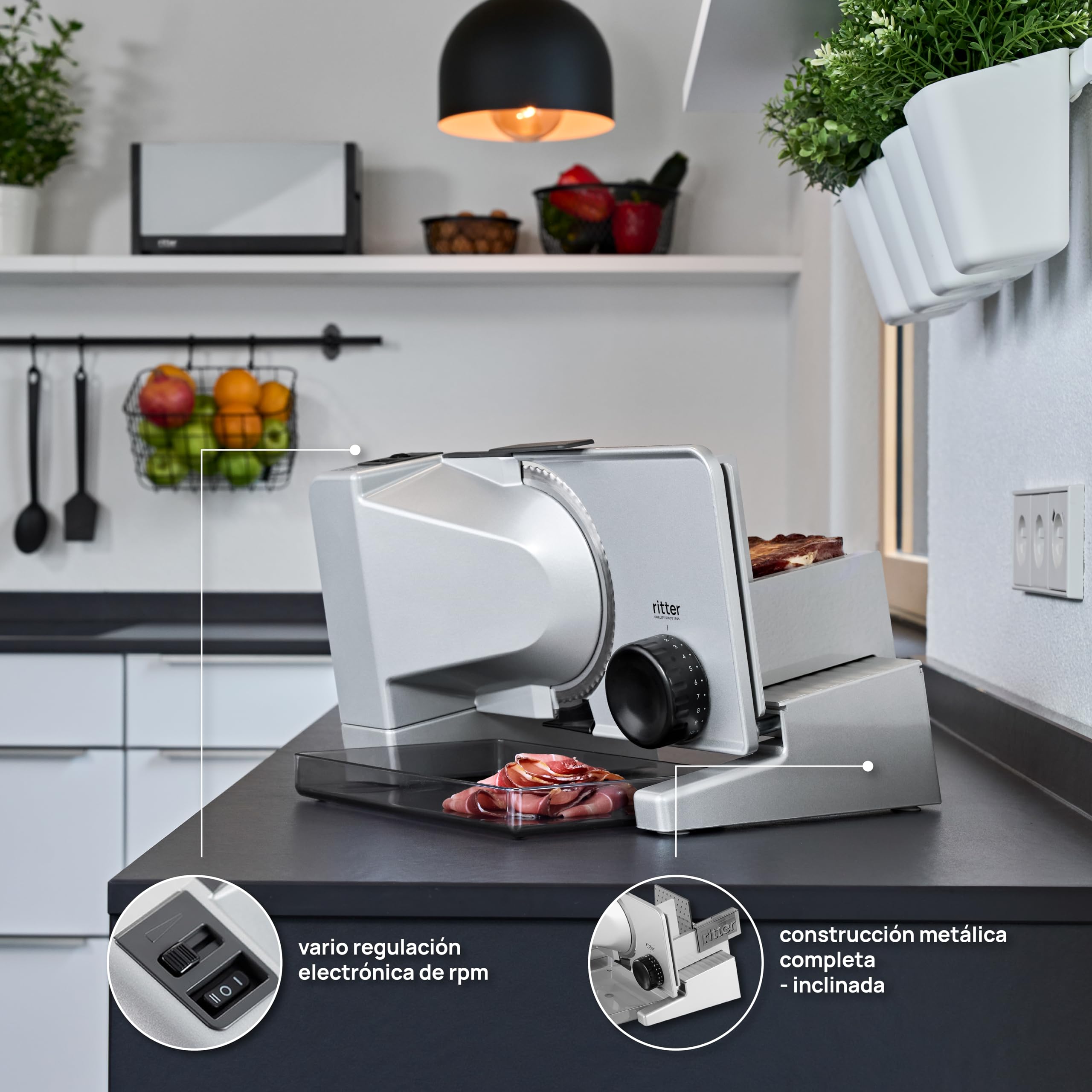 ritter serano 7 Duo Plus, Cortafiambres Eléctrico y Cortadora de Embutidos de Metal Macizo