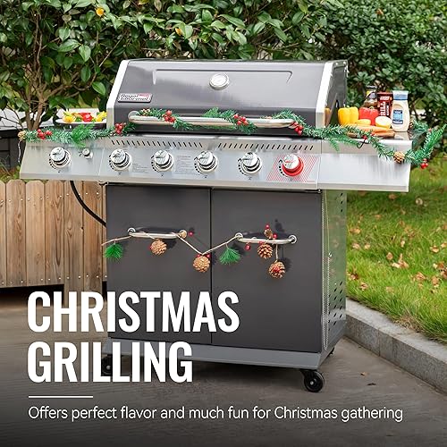 Miniatura 19 de Royal Gourmet GA5404H - Parrilla de gas propano de 5 quemadores con quemador lateral y estante de calentamiento, parrilla de barbacoa al aire libre