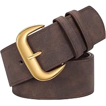 WHIPPY Wide Chunky Belt for Women Dresses Fashion Ladies Thick Leather Belt with Gold Buckle