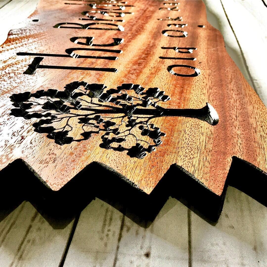 Custom Cabin sign Personalized Outdoor Wooden Carved Last Name Camping Sign Oak Trees