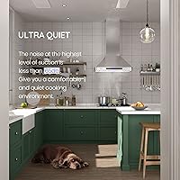 Vista 3 de EKON Campana extractora de pared de 30 pulgadas, campana extractora convertible sin conductos de acero inoxidable 900CFM con control táctil de 4