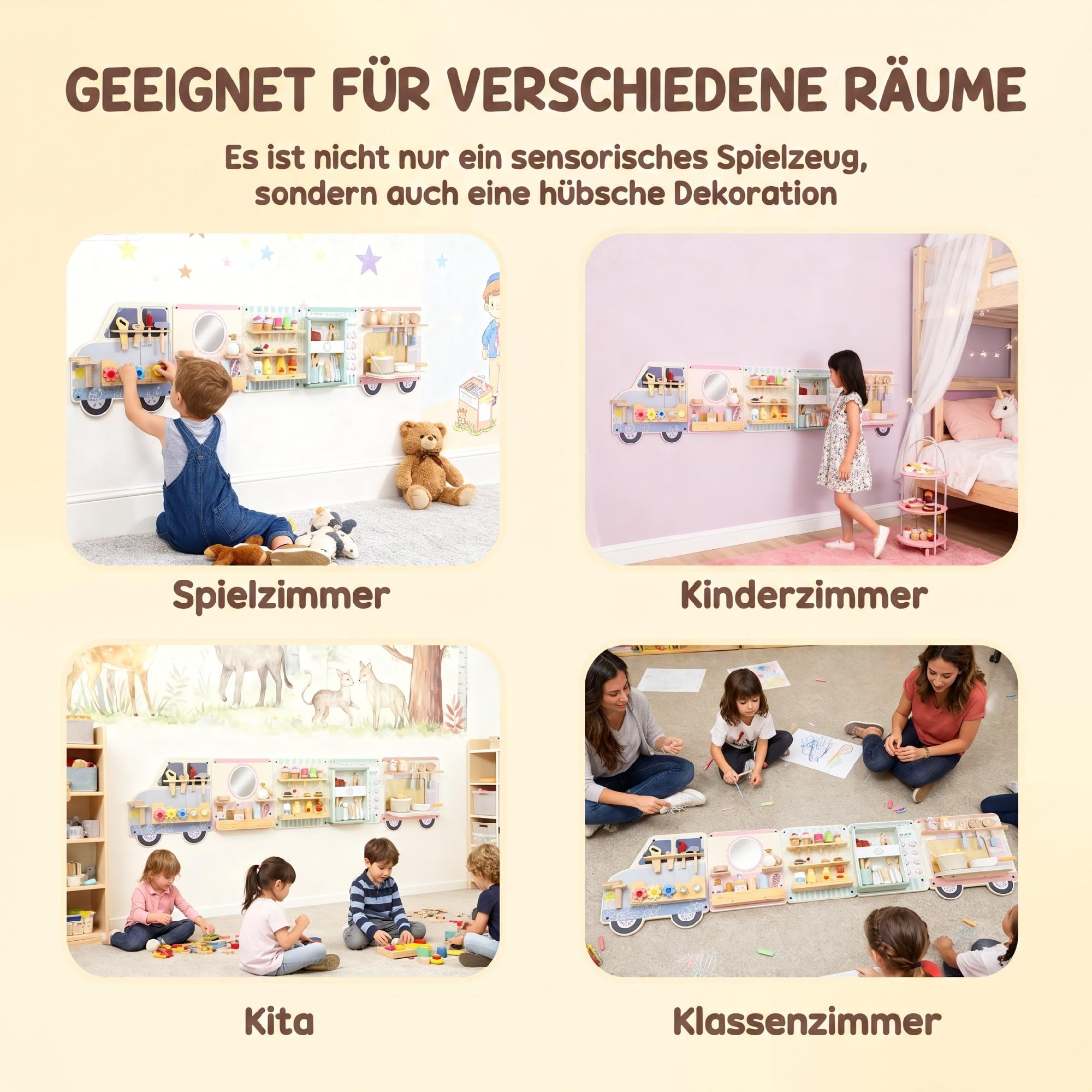 AIYAPLAY Montessori Aktivitätswand Busy Board im Truck-Design ab 3 Jahre | Sensorisches Spielzeug, Activity Board, Beschäftigungsbrett, Lernaktivitätszentrum, Wandspielzeug, Geschenk für Jungen