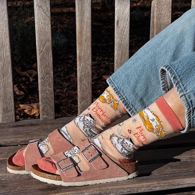 Calcetines Mujer Divertidos Gato Novedad Algodón Talla 5-10 miniatura 2