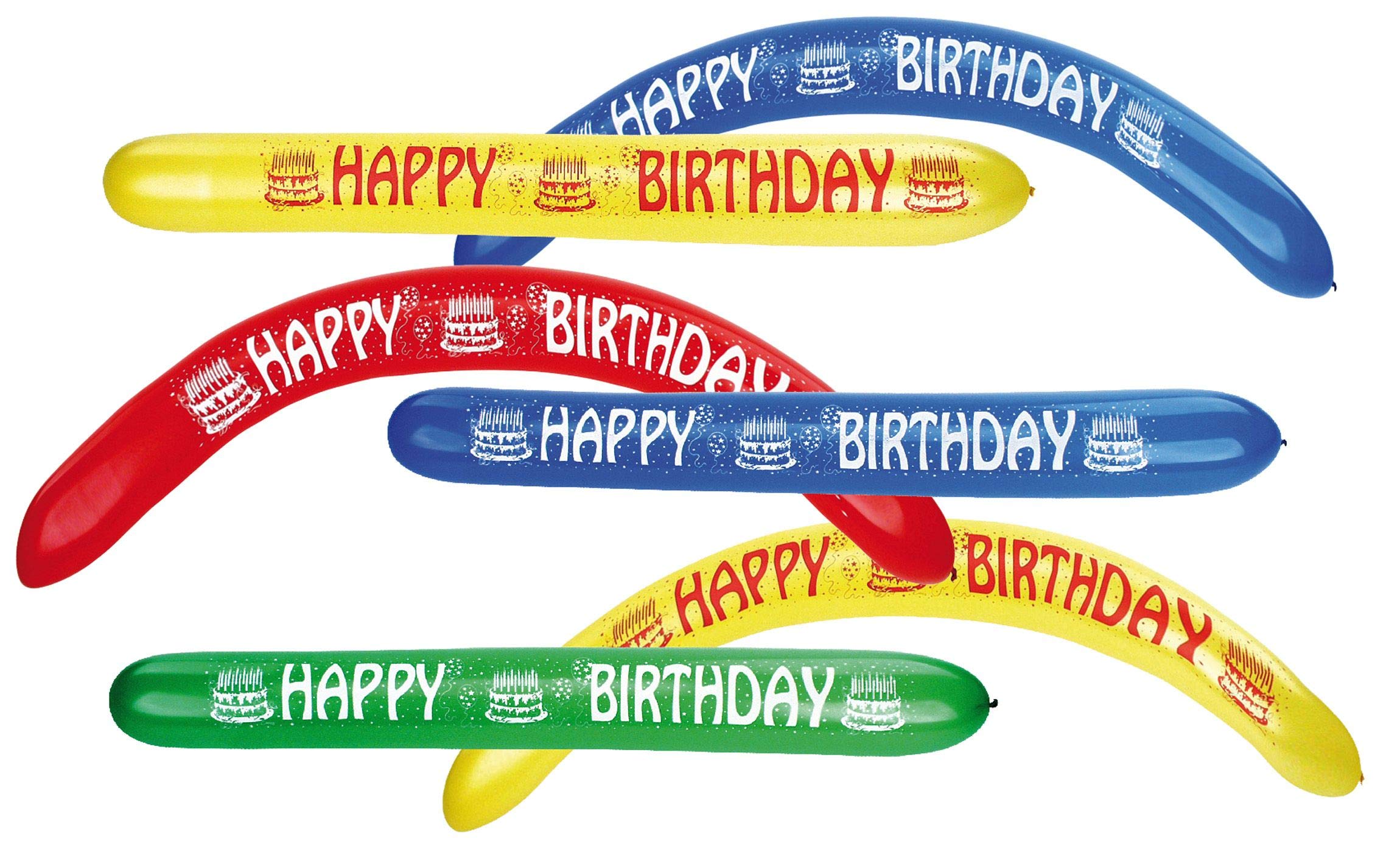 TIFANY 8013393.0 Pack of 2 Balloons Long Multi-Coloured Happy Birthday, Other, Multicoloured