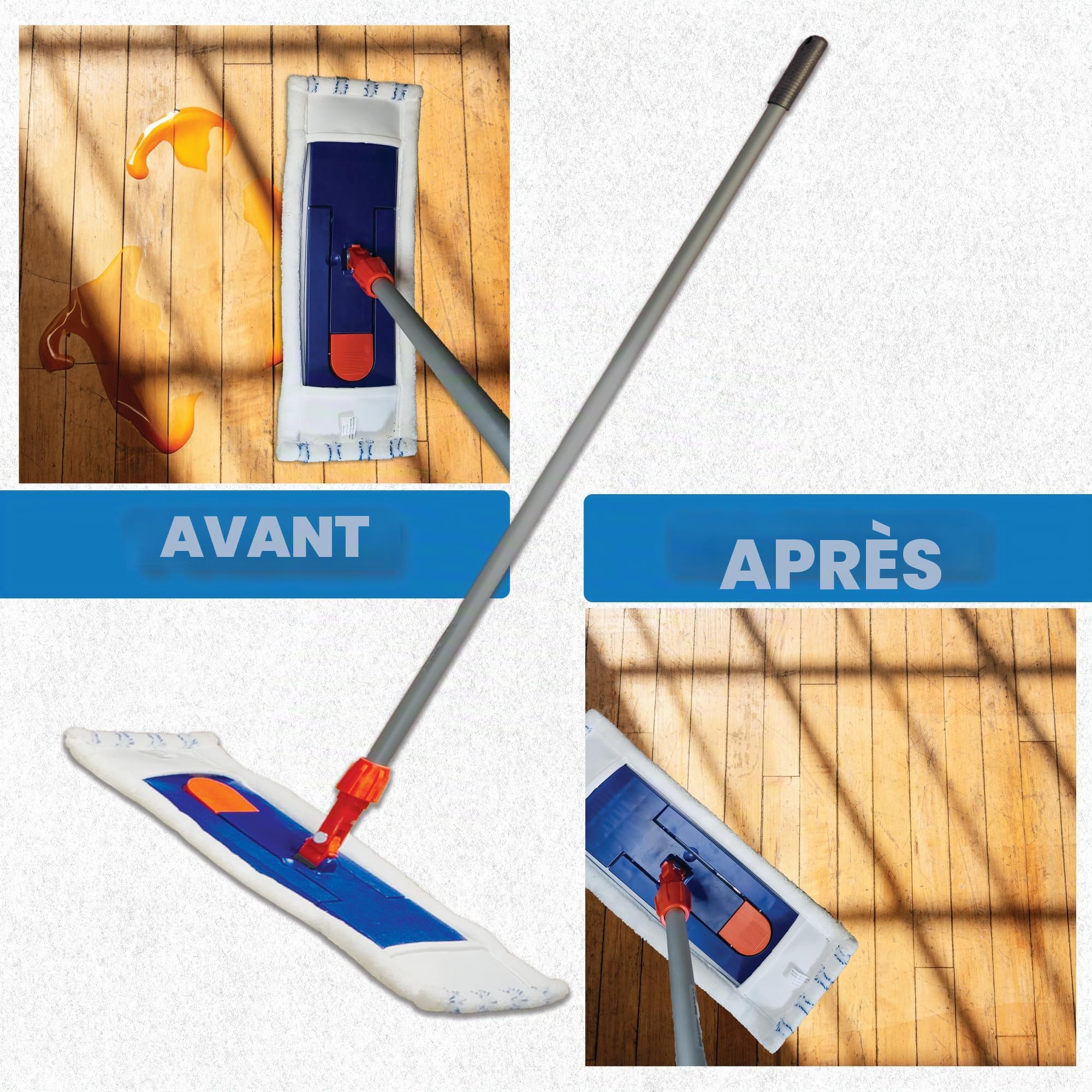 Lot de 100 serpillères professionnelles en microfibre pour serpillères professionnelles - Pour porte-balai de 50 cm - Serpillères avec bandes abrasives - Housses de poche professionnelles