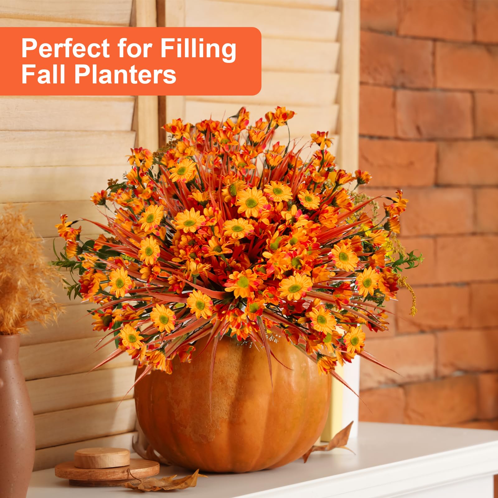 Snapklik.com : Fake Mums Fall Flowers Artificial For Decoration, 12 ...