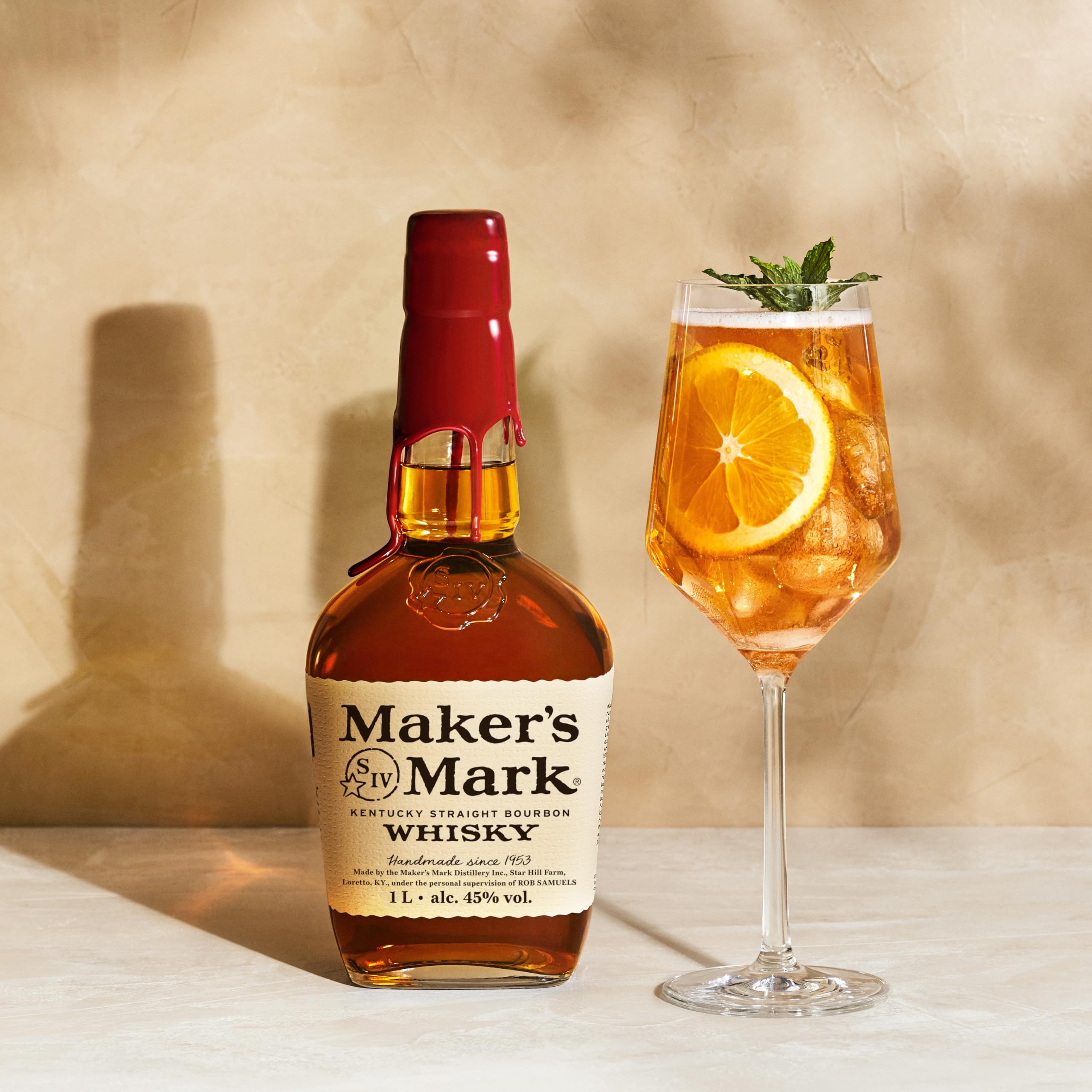 Maker's Mark | Handgemachter Kentucky Straight Bourbon Whisky | 45% vol | 1000 ml Einzelflasche (Packung mit 2)