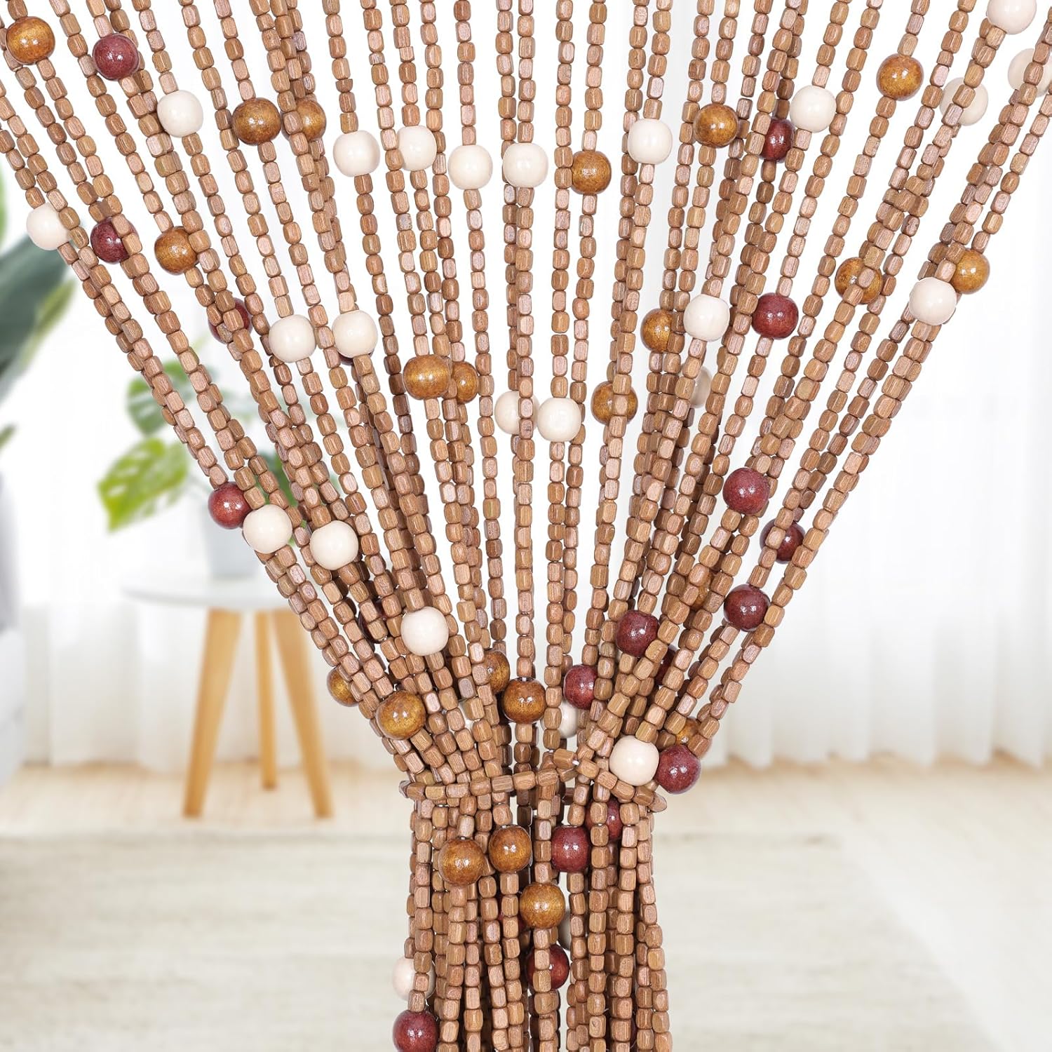 Boho Beaded Door Curtain for Doorway Handmade Hanging Door Bead Curtain for Hallway Closet Bedroom Living Room Divider Hippie Rustic Aesthetic Room Decor, 35.5 x 75 Inches