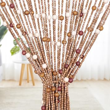 BECHAEO Handmade Boho Bamboo Beaded Curtain for Doorway, 35.5 x 75 Inches