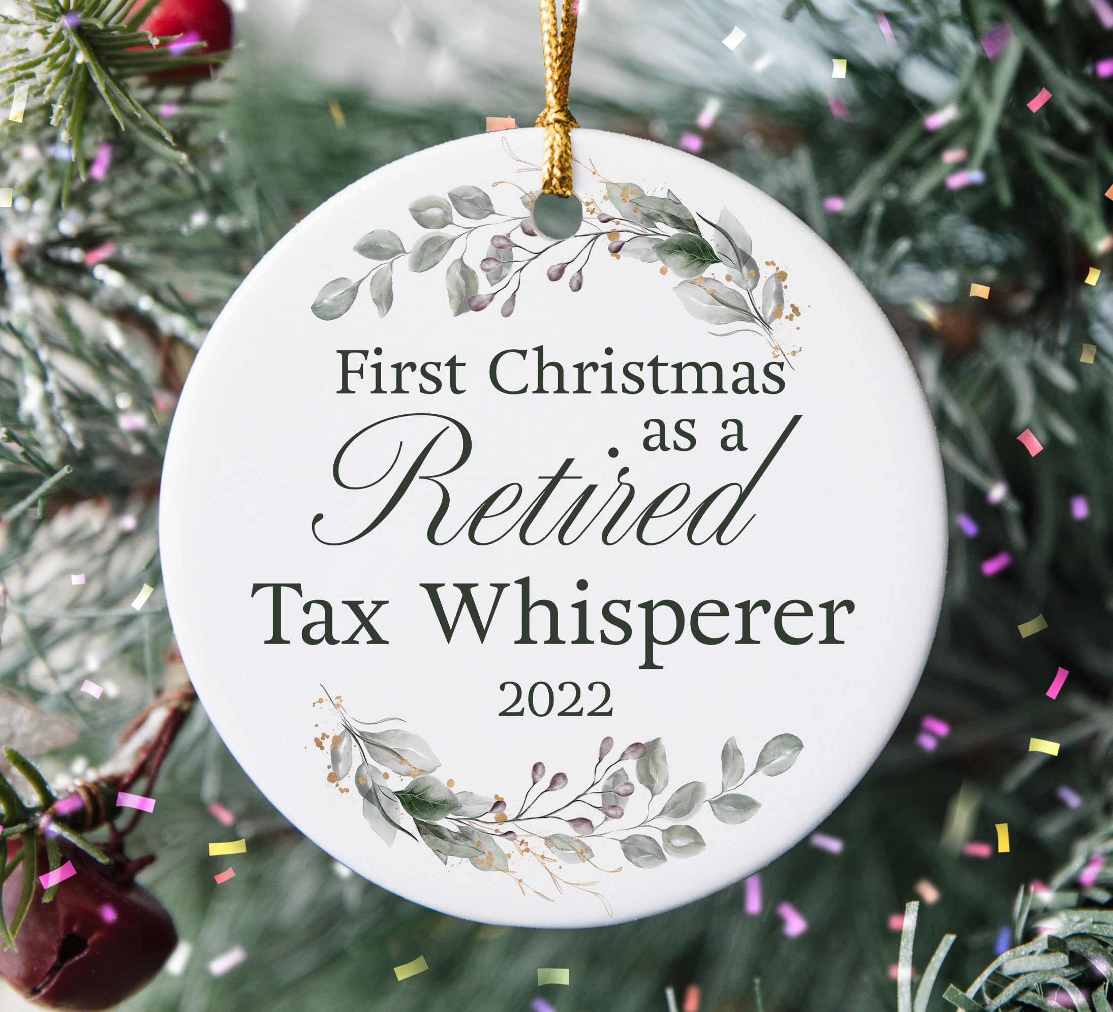 Retirement Ornament for Tax Whisperer Gifts First Christmas as a Retired Accountant Accounting Finance Office Financial Accountancy Preparer Xmas 2022 Round Shaped Party Decor