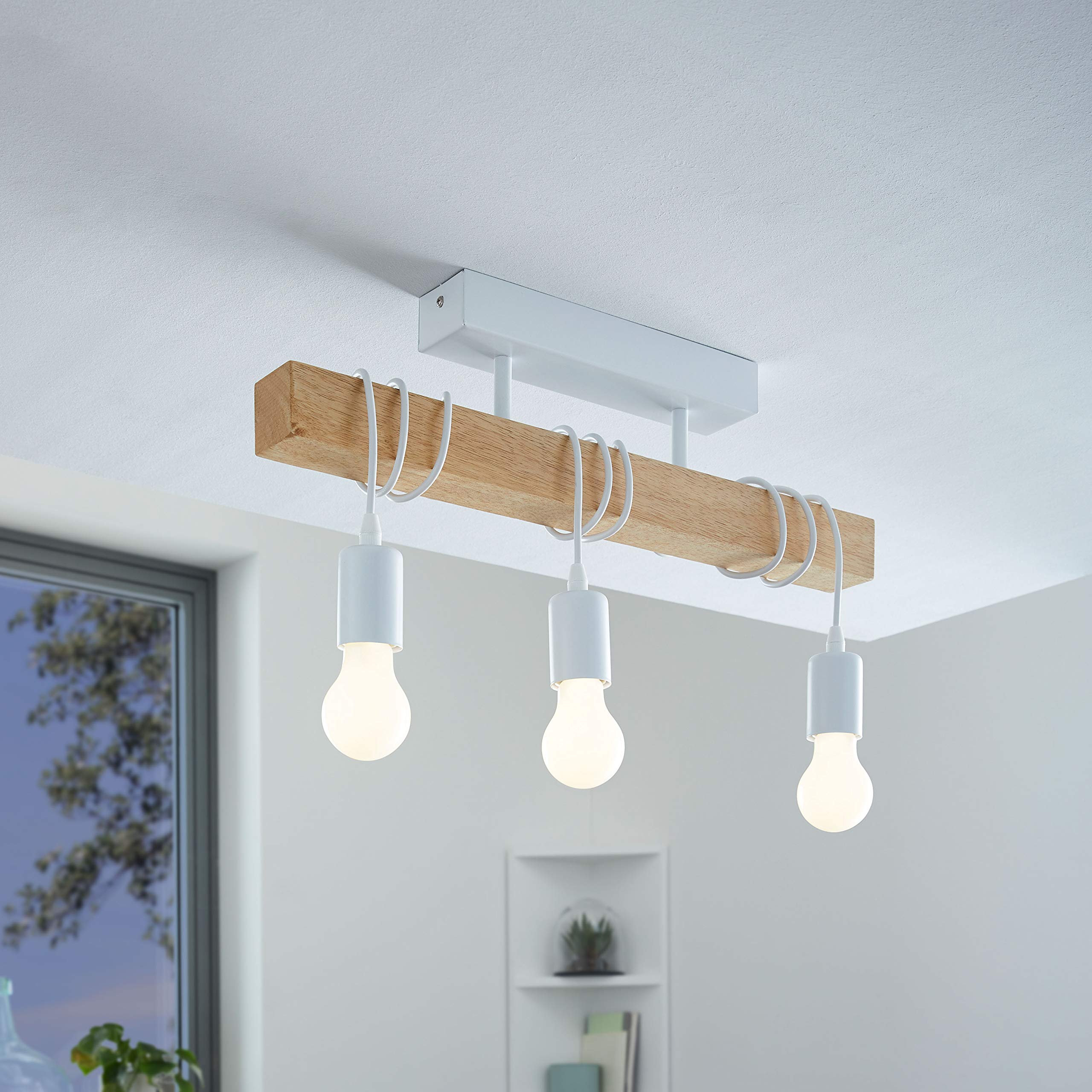 Lampara Techo Industrial Lámpara De Techo EGLO TOWNSHEND - Estilo Industrial Con Madera Y Acero Lampara Techo Vintage
