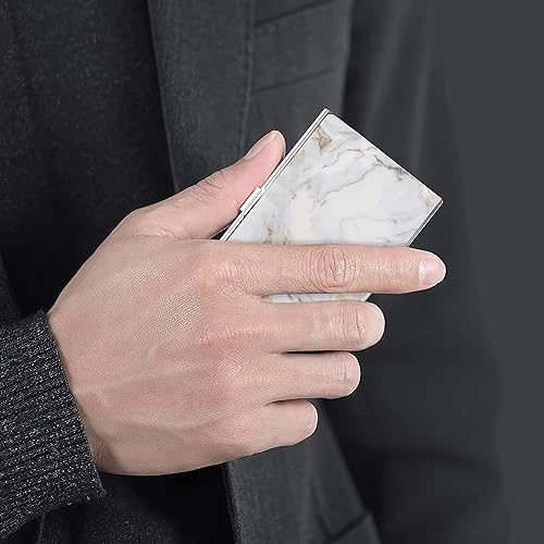 Miniatura 4 de LRITER Funda para tarjetas de visita para mujeres, hombres, mantente organizado y profesional con nuestro tarjetero, Blanco, Compacto