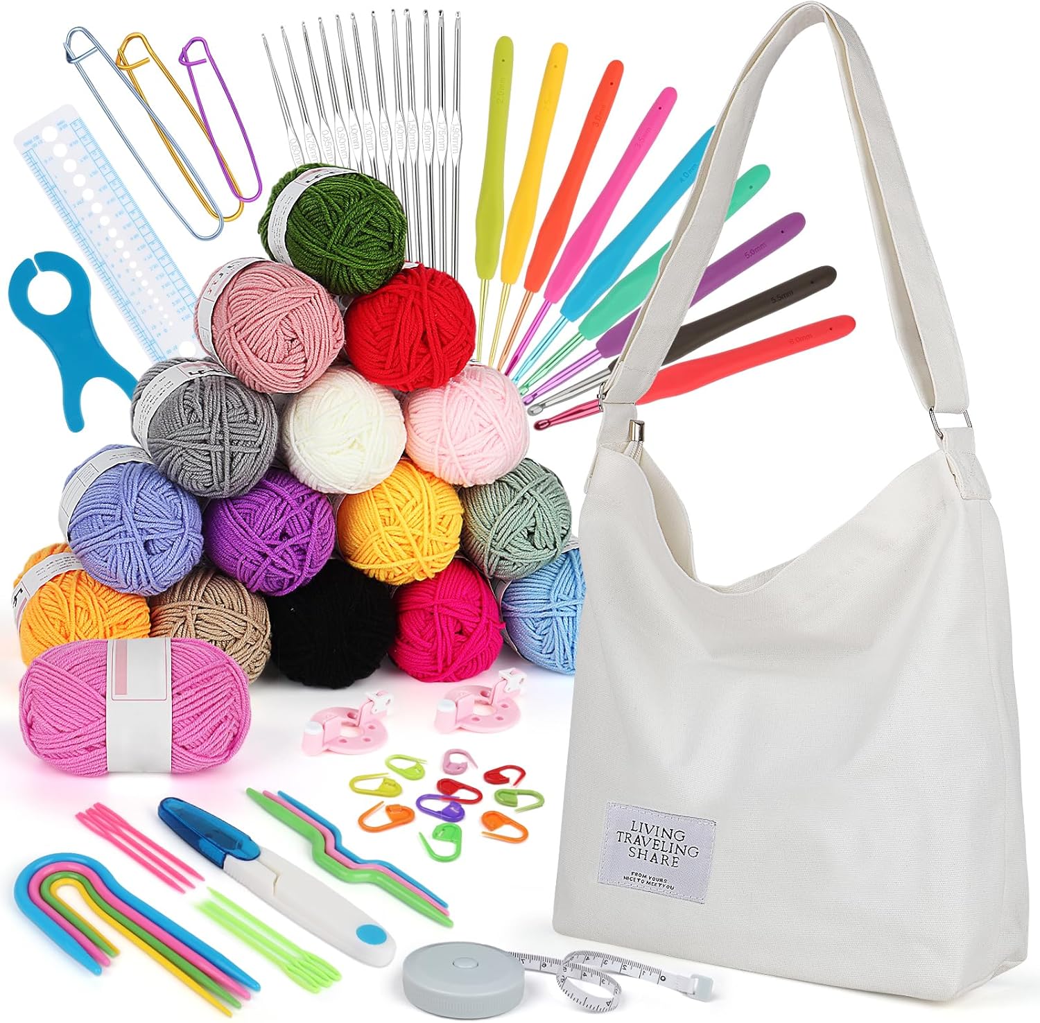 Katech Crochet Kit for Beginners, 70 Pcs Crochet Kit for Adults Kids