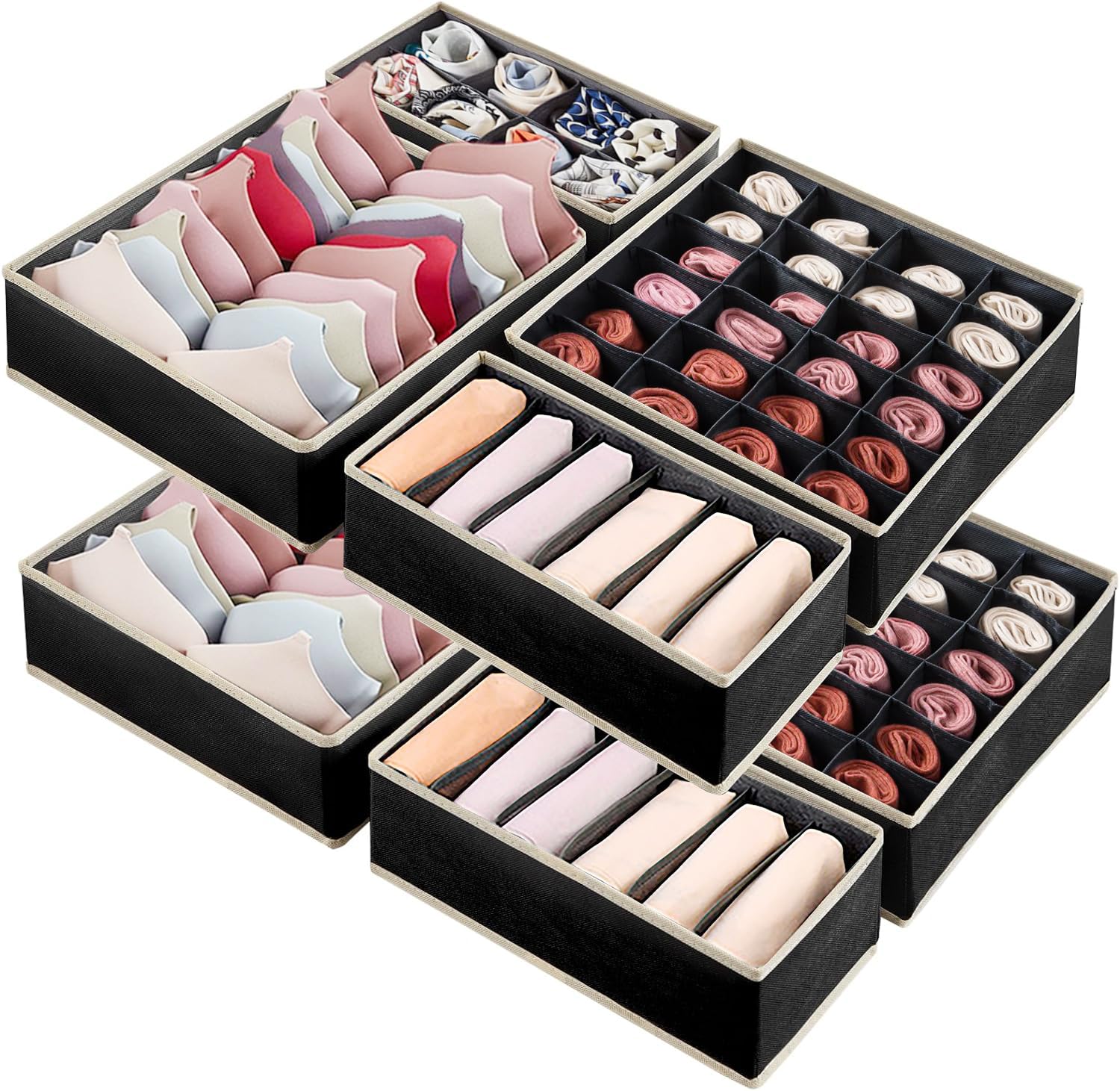 Collazoey Set di 8 Divisori per Cassetti Intima, cassetto organizer pieghevole per biancheria intima, adatto per classificare calzini, biancheria intima, reggiseni, cravatte (Nero)