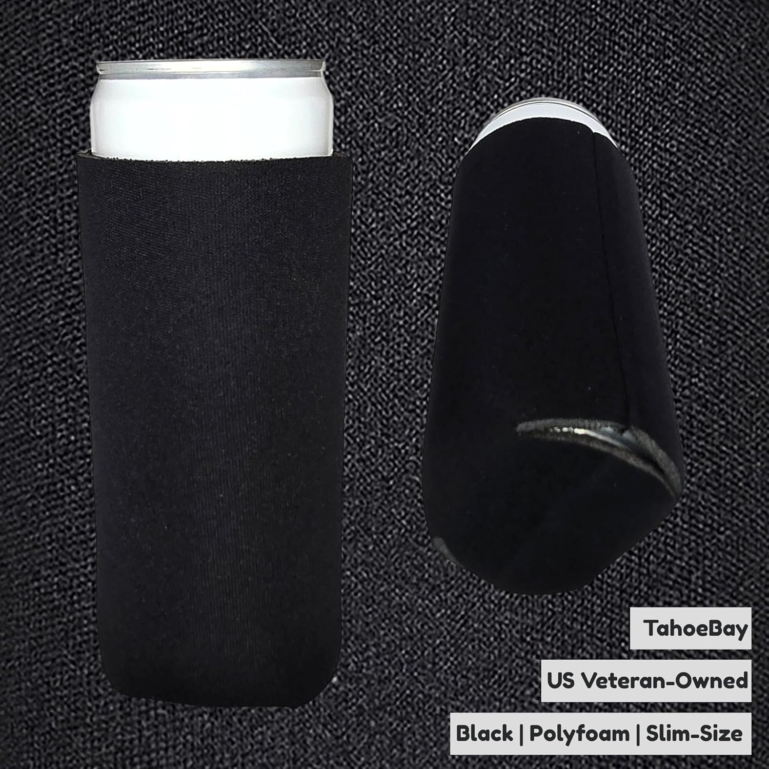 TahoeBay Slim Can Cooler Sleeves (1 Pack of 12) Skinny Tall Cans 12 Oz Bulk Thin Seltzer Fit Sublimation Blanks for Vinyl Plain Blank Foam Beer Bottles Black White Assorted Solid Set (Black) - Image 2