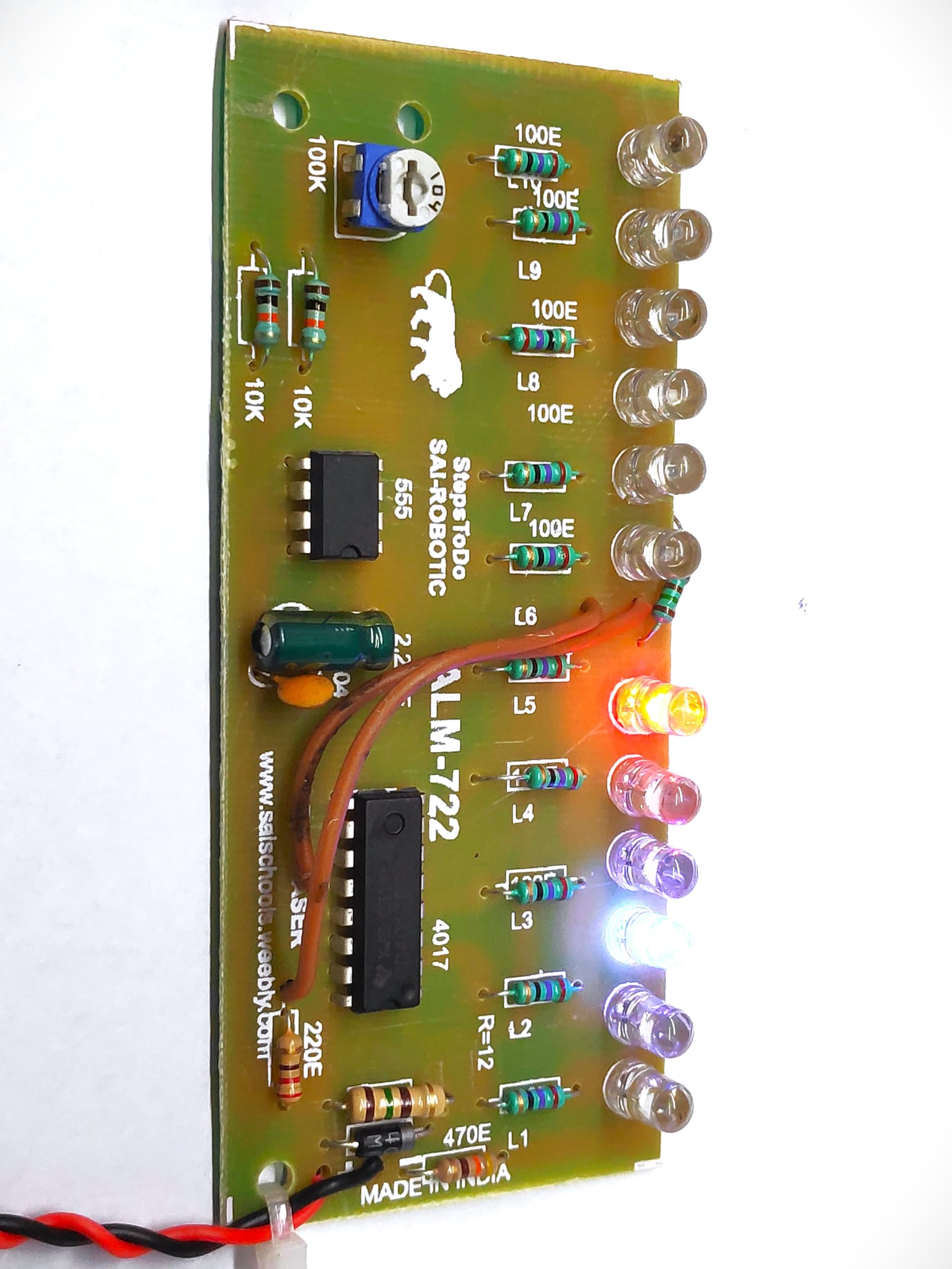 12 LED Electronic Circuit Module Kit with CD4017 and NE555 IC, Adjustable Speed Control, DIY Running Light Project Board-image-23
