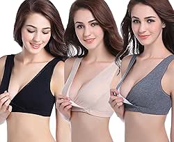CAKYE 3 Pack Maternity Nursing Sleep Bra Breastfeeding Cotton Bralette