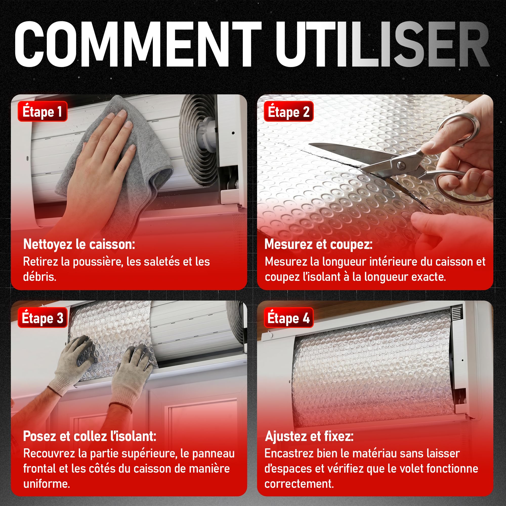 Rouleau Isolant Caisson Volet Roulant Autocollant 5m x 25 cm | Isole Froid, Chaleur et Courants d’Air | Économie d’Énergie & Confort Amélioré (Pack 2)