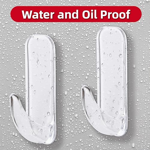 Miniatura 5 de Ganchos de pared para colgar resistentes, grandes 12 autoadhesivos de pared con 16 tiras sin daños, adhesivo transparente para llaves, ducha,