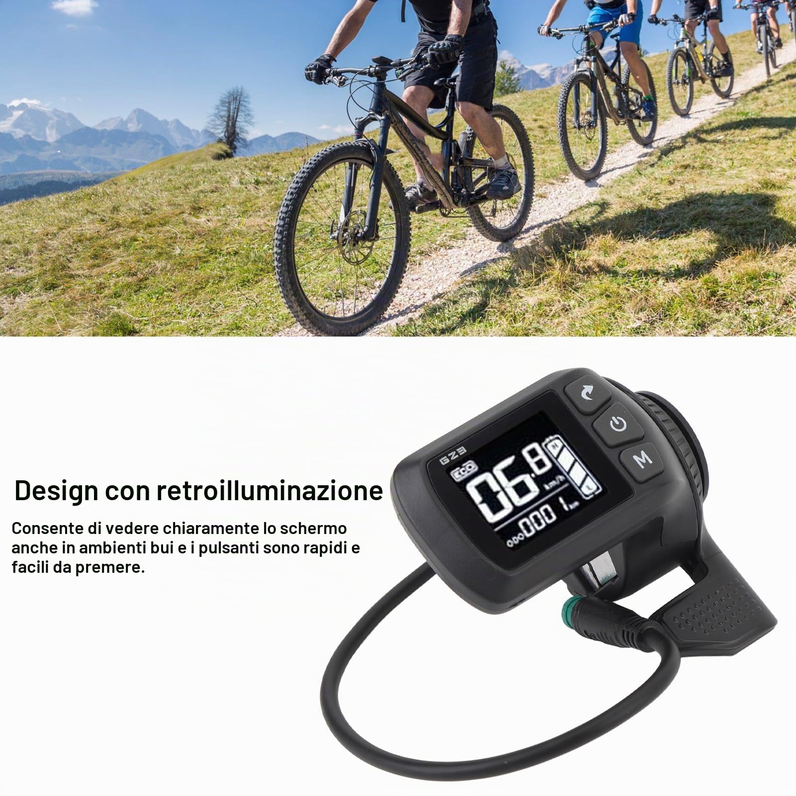 RiToEasysports Display LCD per Bici Elettrica, 2 in 1 Connettore a 5 Pin Impermeabile Pannello di Controllo LCD Display per Bici Elettrica con Acceleratore a Pollice per Bici Elettriche