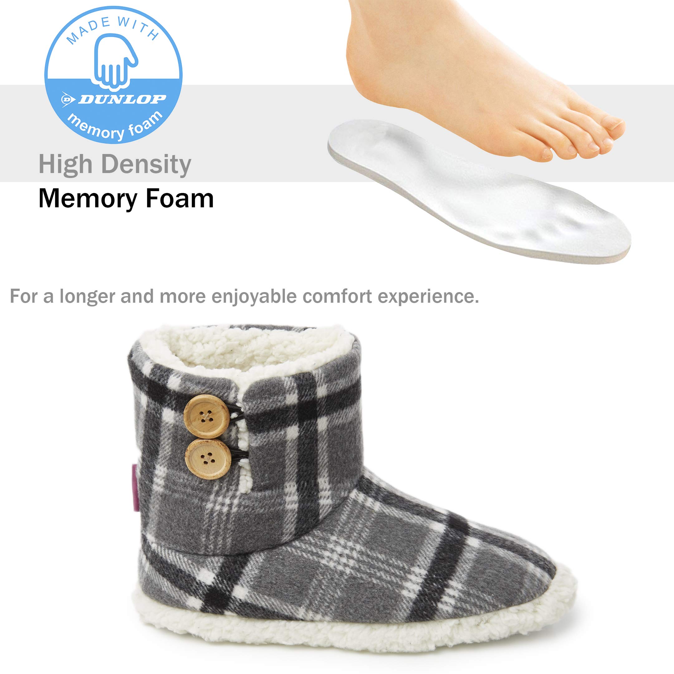 DUNLOP Pantofole Donna Invernali a Stivaletto Antiscivolo Memory Foam Regalo di Natale