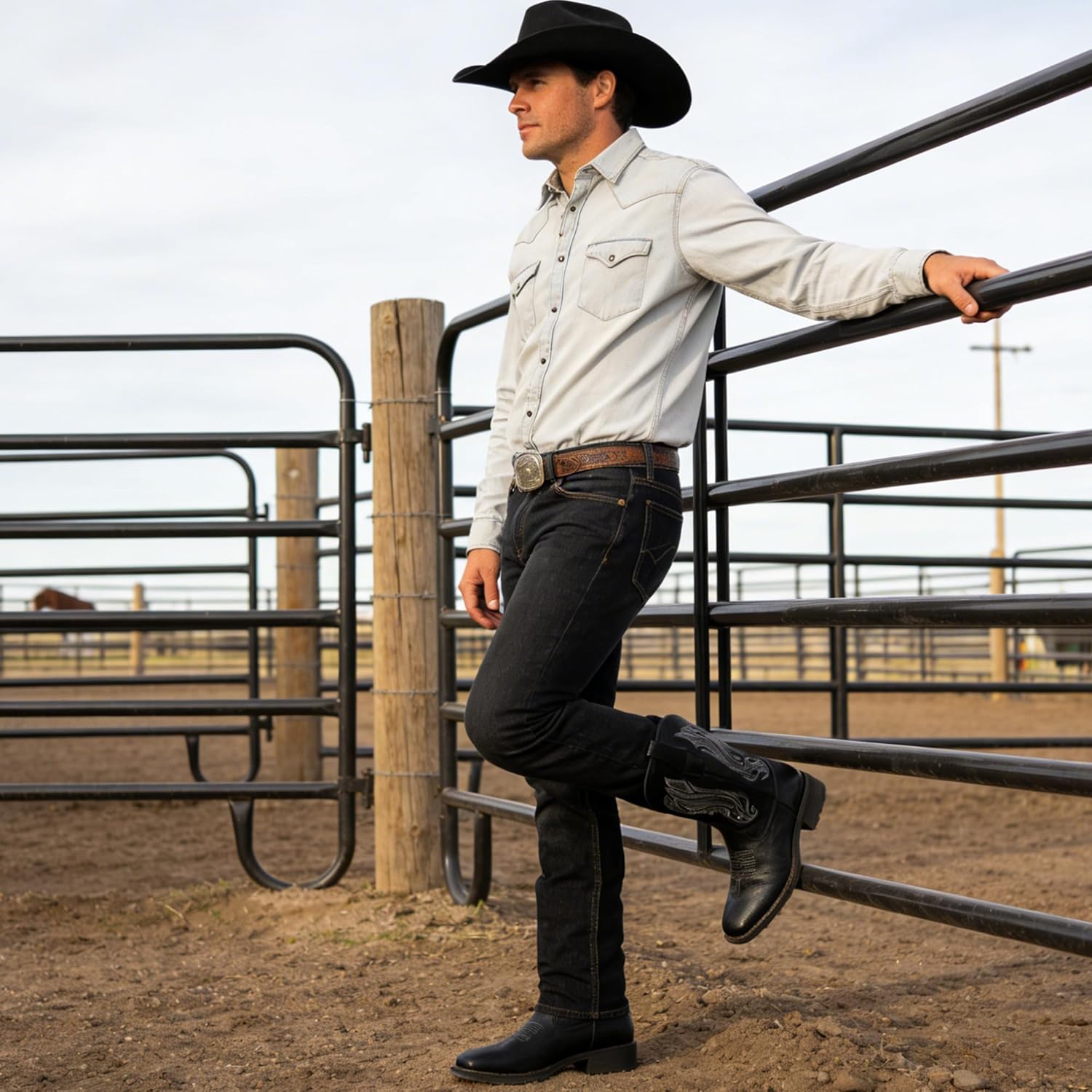 JOUSEN Cowboy Boots for Men Embroidery Men's Western Boots Retro Square Toe Mens Boot Botas Vaqueras Para Hombre - Image 3