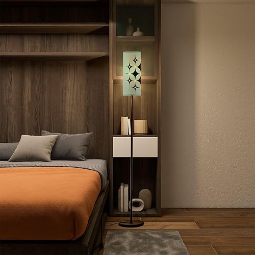 Miniatura 3 de Modern Standing Lamps Mid Century Vintage 1950s Modern Retro Atomic Geometric Lattice Star Floor Lamp Metal Pole Lamp with Linen Lampshade for