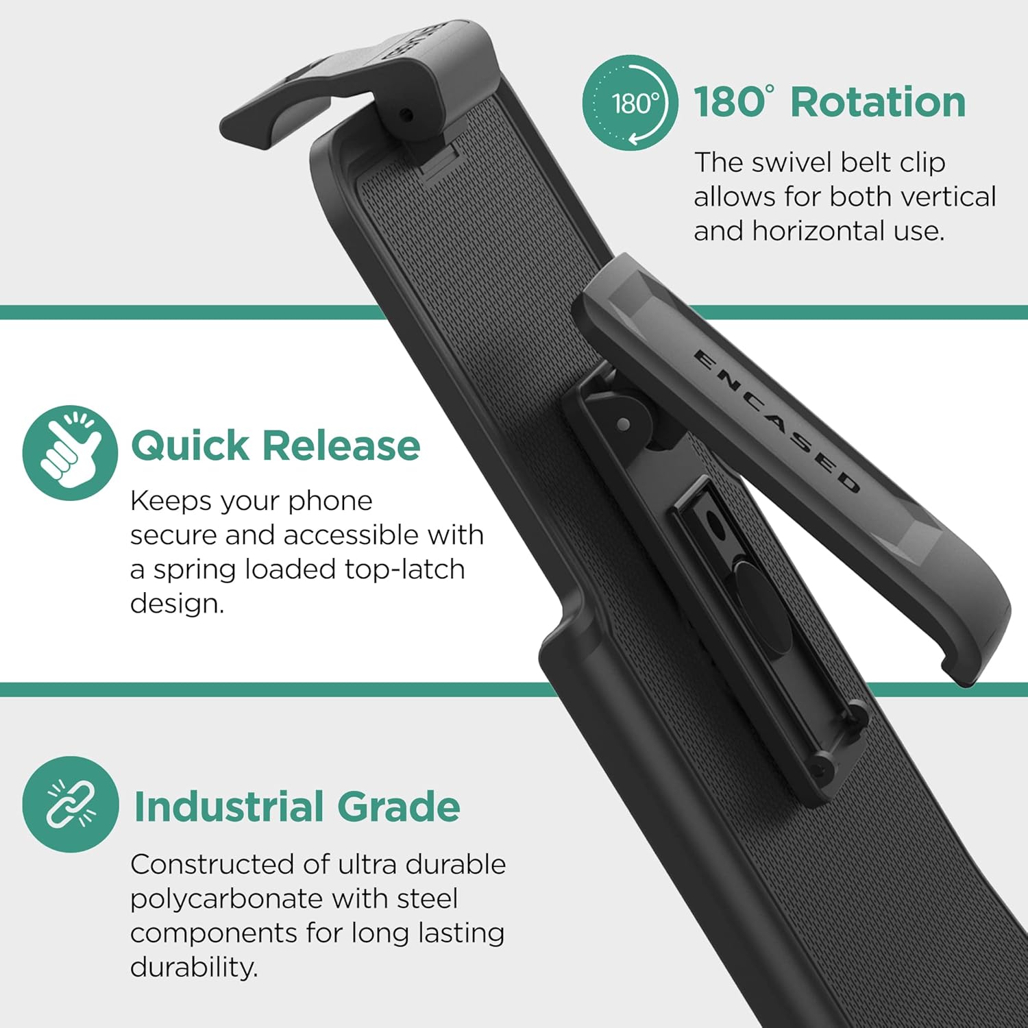 Encased Falcon Armor for Moto G Power 2022 Case with Belt Clip Holster and Built-in Screen Protector (Black) - Image 6