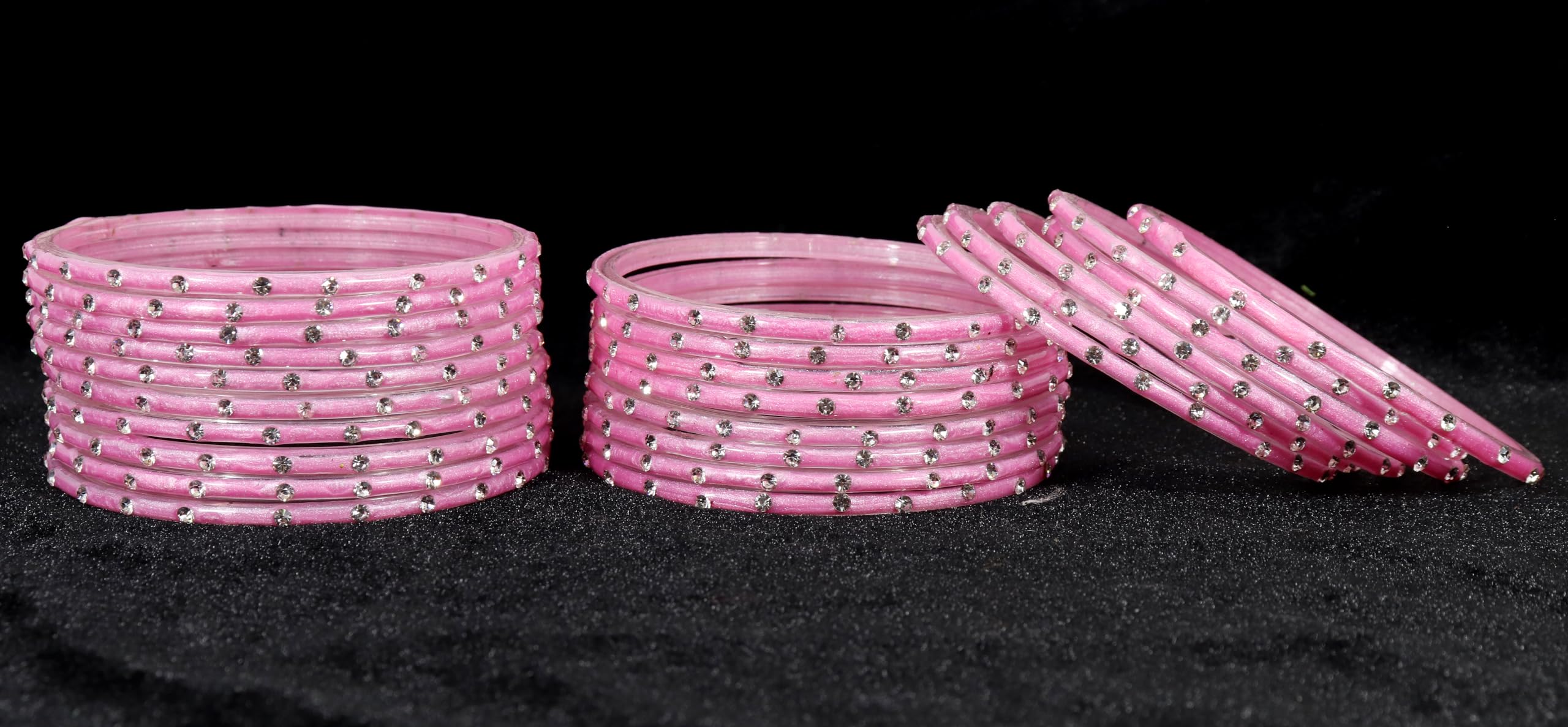 LAVAZZA Stylish Glass Bangle Set For Women and Girls For Daily Uses/Functions | Plain Simple Glass Bangle Set | Fashionable Women Glass Fashion jewllery Pink Colour -Pack of 24,(KS2-Pink-2.4)