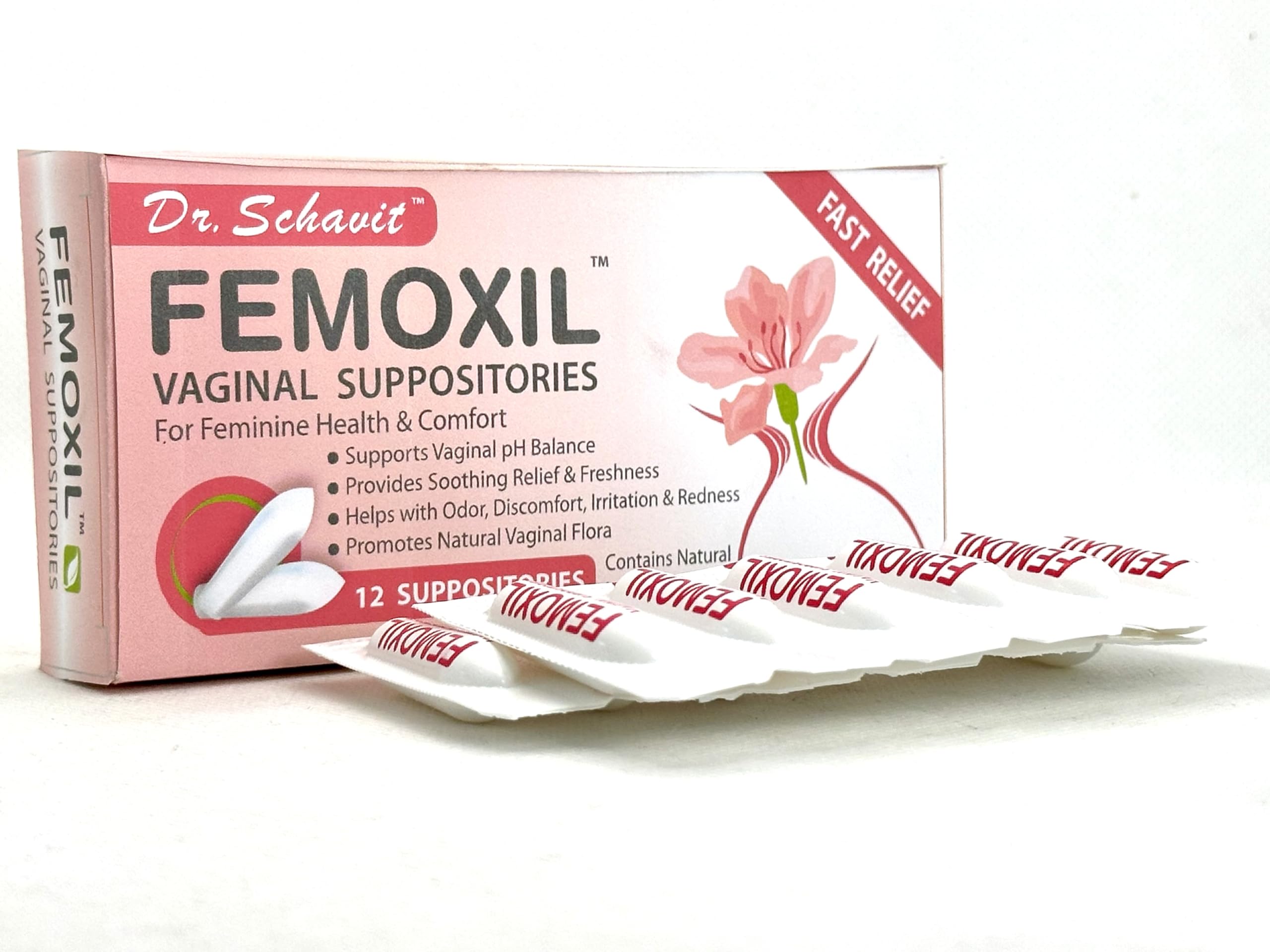 FEMOXIL Vaginal Suppositories - Natural Plant-Based Formula for Feminine Issue. All Natural Intimate Deodorant for Women. Restore Feminine pH Balance of The Vagina. Provides Fast Relief