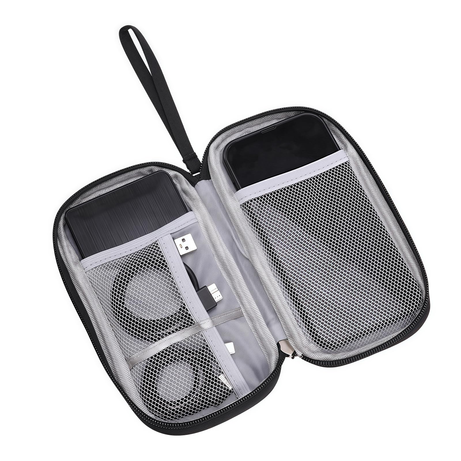 Electronic Organizer, Large Black Cable Organizer Bag with Double Layers, Waterproof Portable Case for Cords, Chargers, Phones, and Accessories