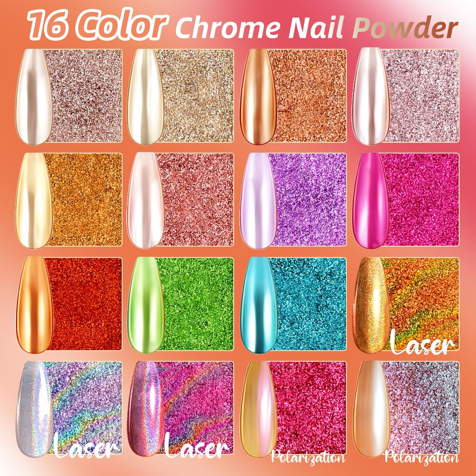 Ensemble de poudre pigmentée pour ongles, palette de poudre à ongles ombrée 16 couleurs avec 100 éponges et stylo de préhension pour ongles French Aura, pinceau à ongles ombrés, accessoires