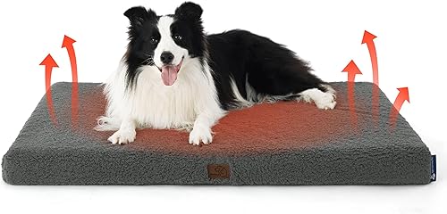 Bedsure - Camas para perros autocalentantes de tamaño grande - Camas cómodas para cachorros con funda extraíble y lavable, alfombrilla ortopédica de