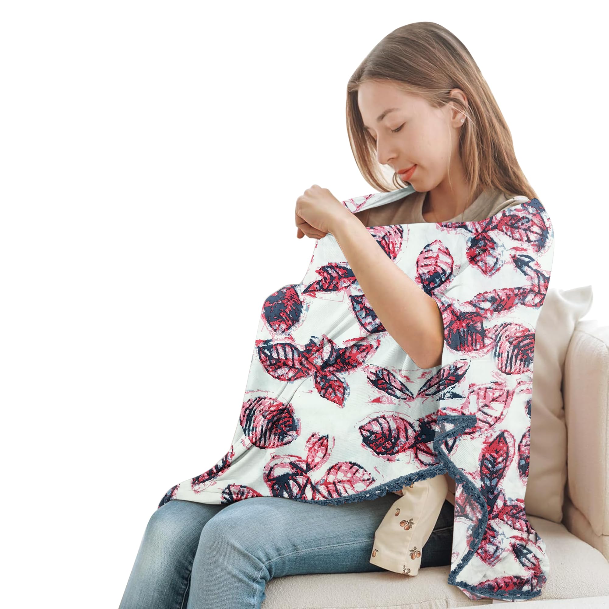 Pepperika Rayon Nursing Cover for Breastfeeding Mother Multiuse Breathable Poncho Style Shawl Scarf with Buttons Cotton Feeding Elegant Apron for Pre & Post Pregnancy (Pack of 1) Multicolour/Grey-image-26
