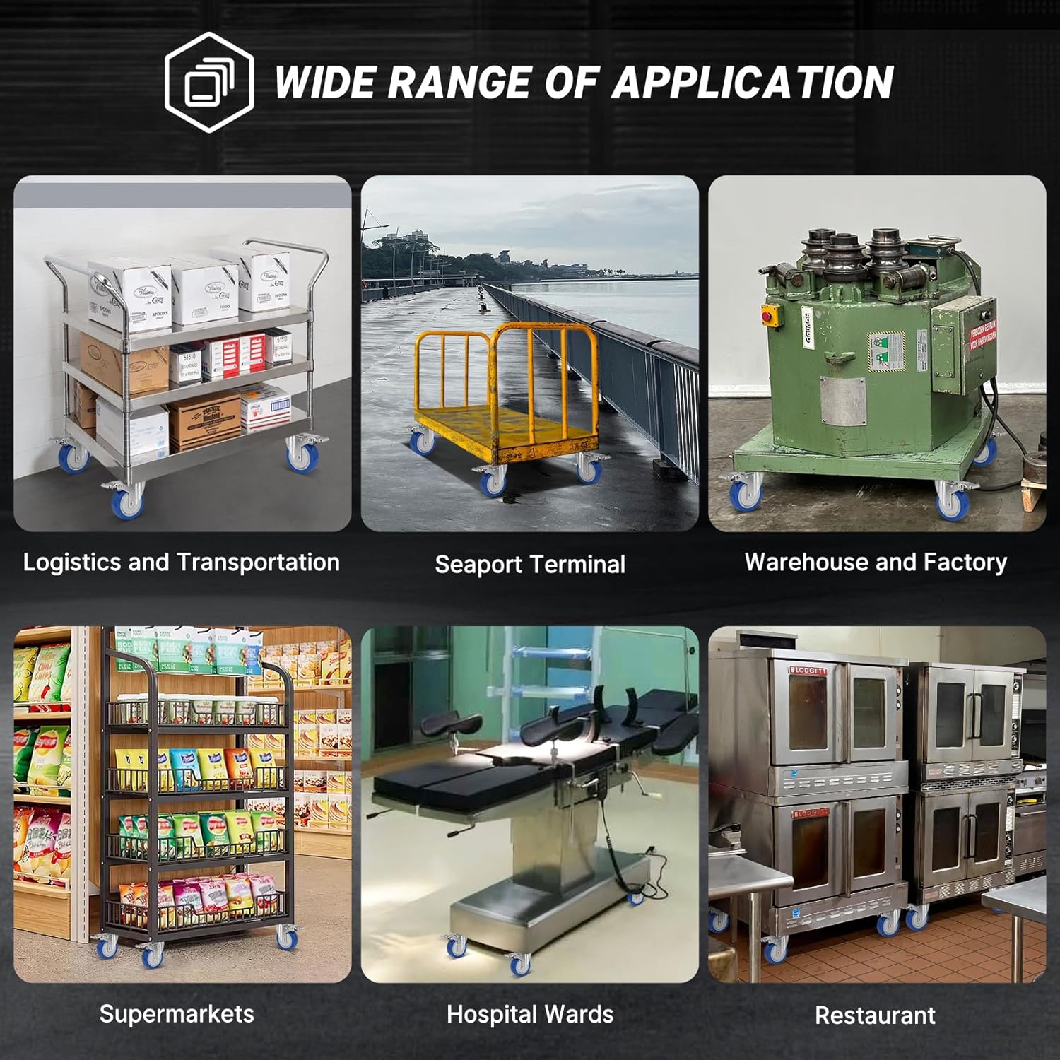 Nefish Stainless Steel 4 Inch Caster Wheels with Brake,304 Heavy Duty Stainless Casters Set of 4,Rust-Proof Industrial Castor for Furniture,Labs,Hospitals,Restaurants,Industrial Manufacturing