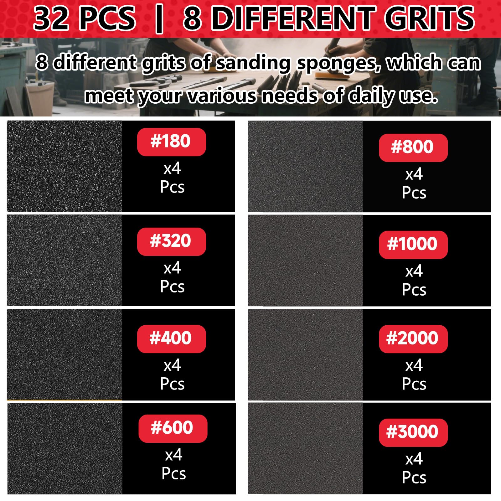MOGRQAP 32 PCS 70x100mm Sanding Sponge Set - Image 3