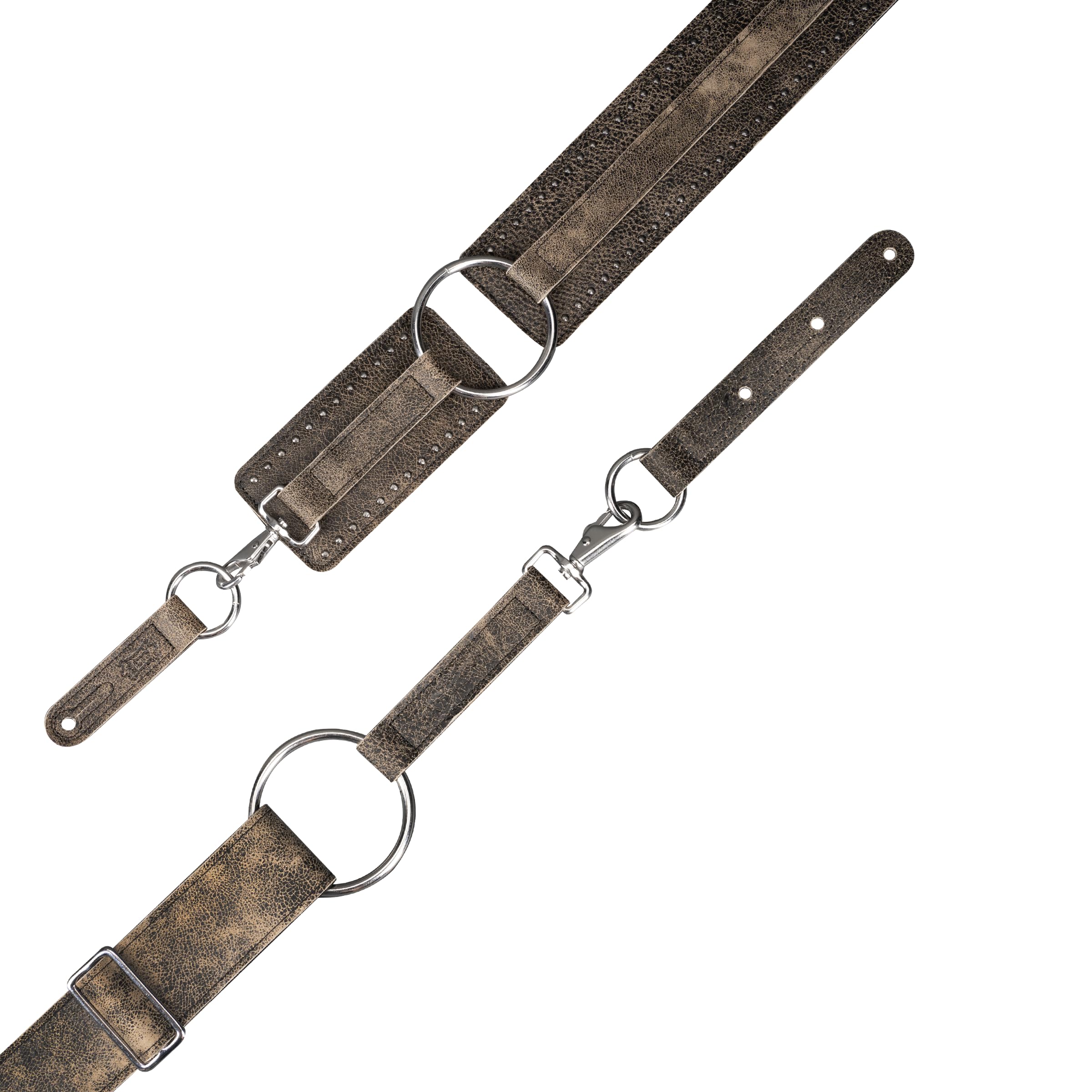 Levy's - Correa para guitarra y bajo MDST15BC-BLK Baldric Series, Piel Premium Distressed Black, ancho 7,6 cm, ajustable 135-155 cm, remaches hechos a mano, Made in Canadá