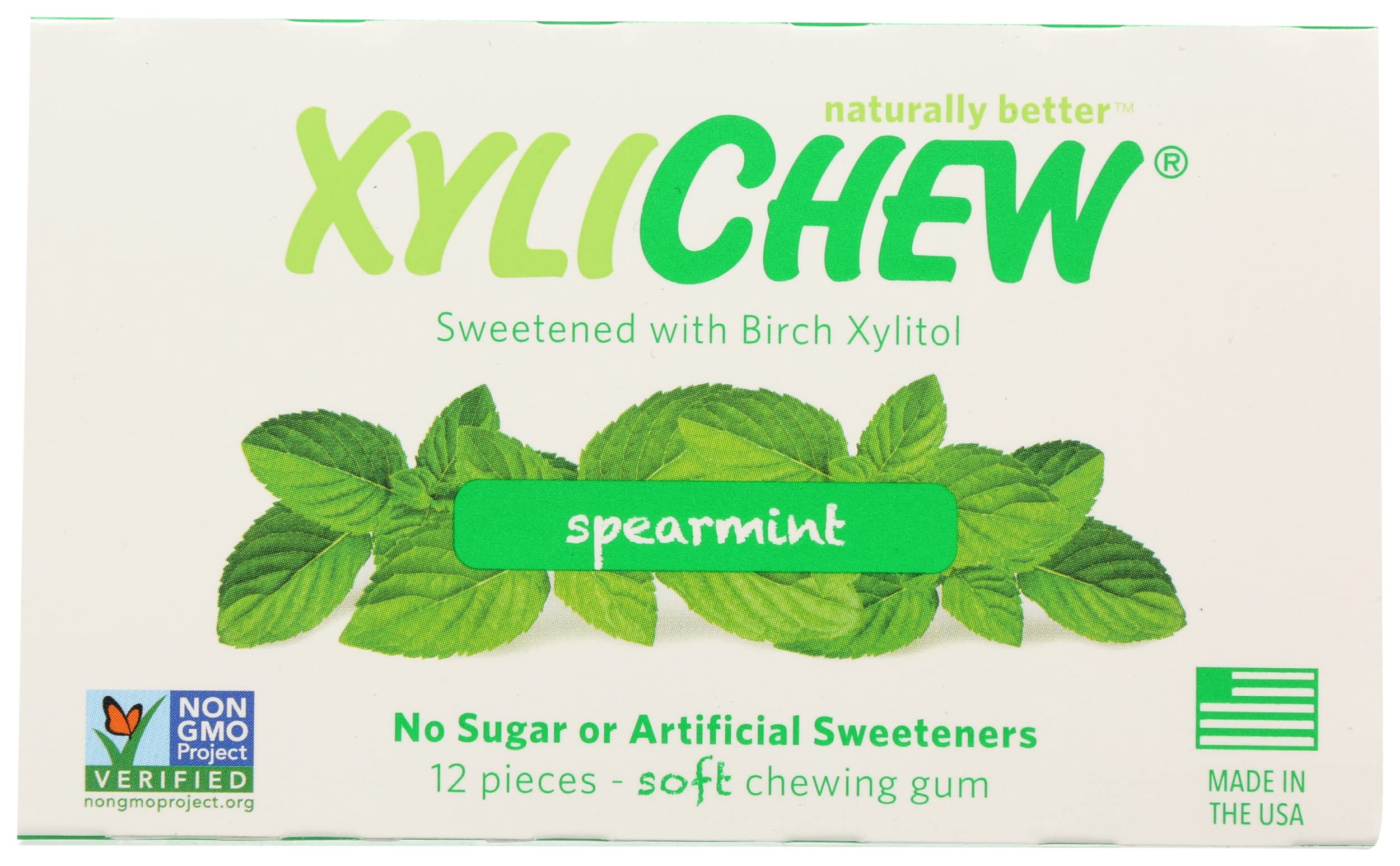 XylichewSpearmint Soft Chewing Gum, Sugar Free, No Artificial Sweetener, 12 Pieces (Pack of 24)