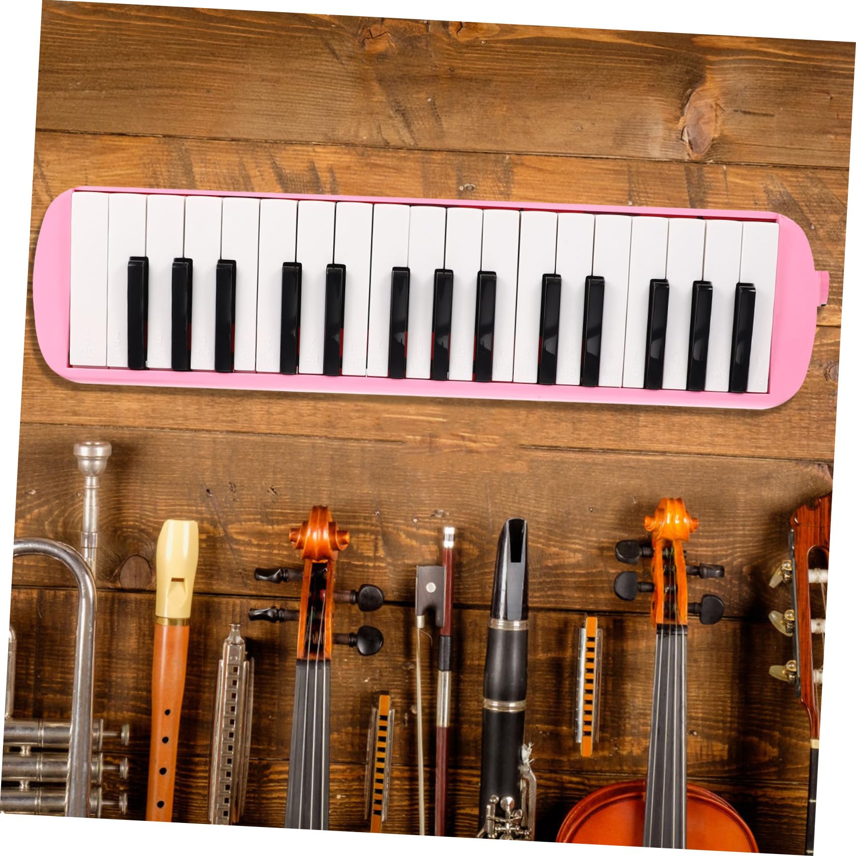 Melodica 32 Tasti per Principianti, Bambini e Adulti Rosa | Armonica a Bocca Bocchini Lunghi e Corti, Abs Plastico e Nylon, per Bambini a Natale e Compleanno