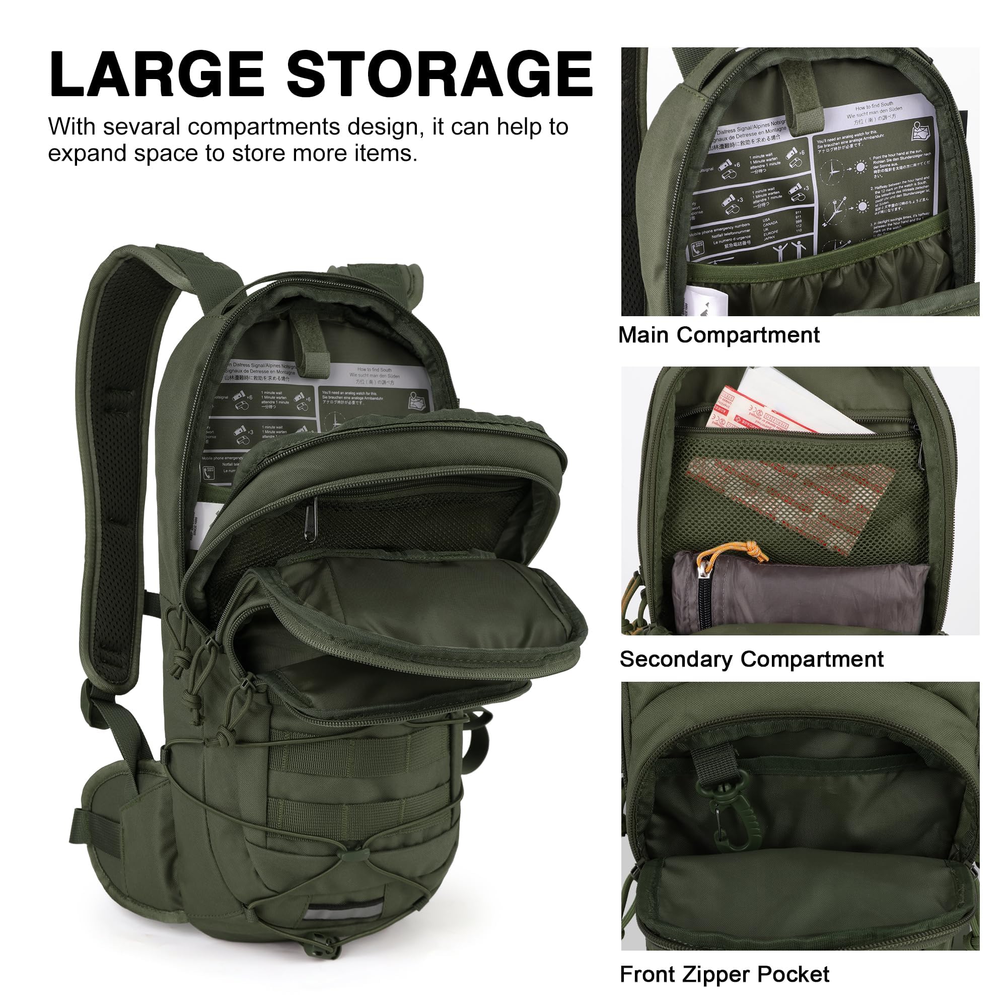 Mardingtop Mochila deportiva ligera de 10 l con compartimento para burbujas y Molle – Transpirable para ciclismo, correr, senderismo, uso diario