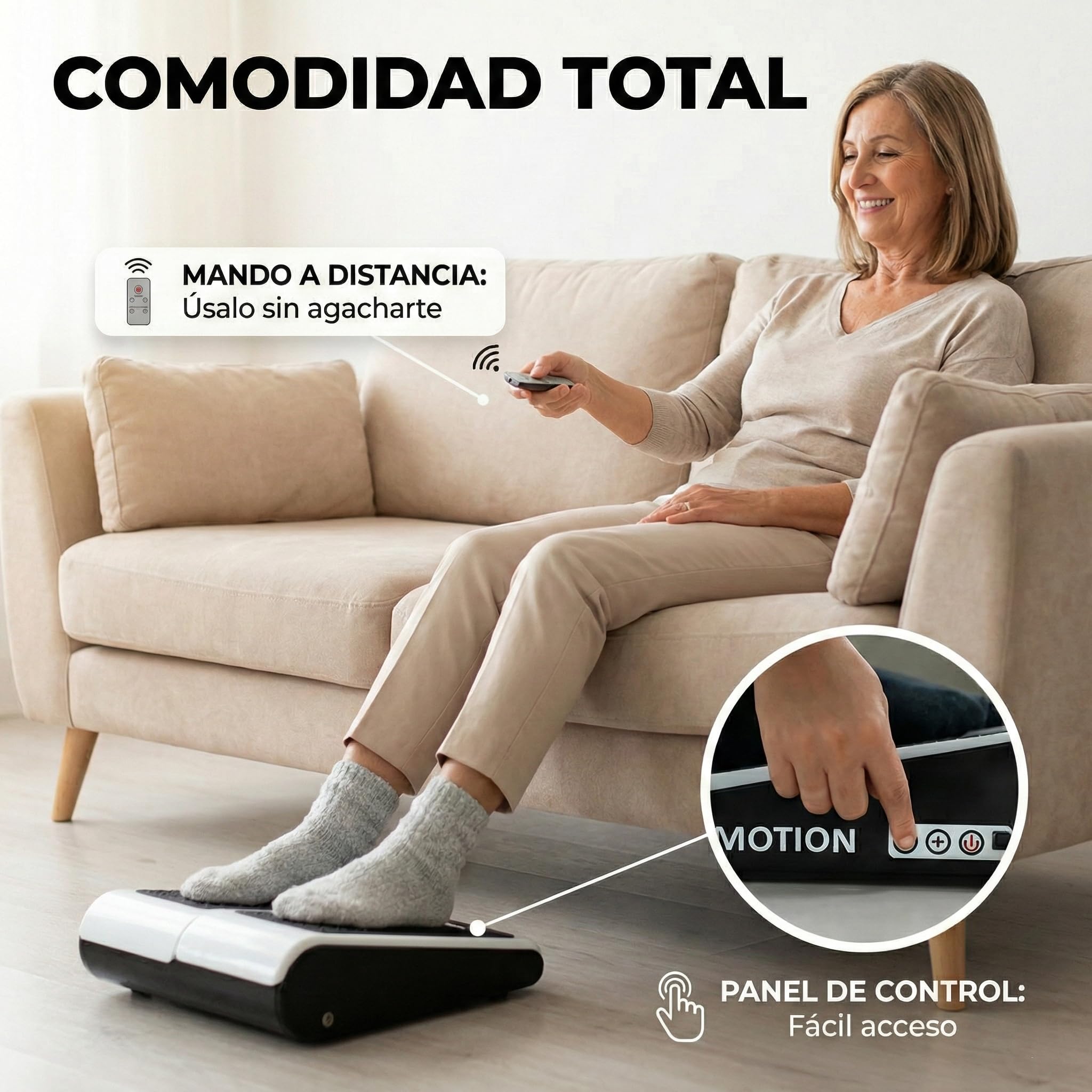 ECODE® Masajeador de Pies y Piernas con 10 Niveles de Vibración y Calor | Simulador de Pasos para Personas Mayores para Aliviar Dolor | Alivia Tobillos Hinchados